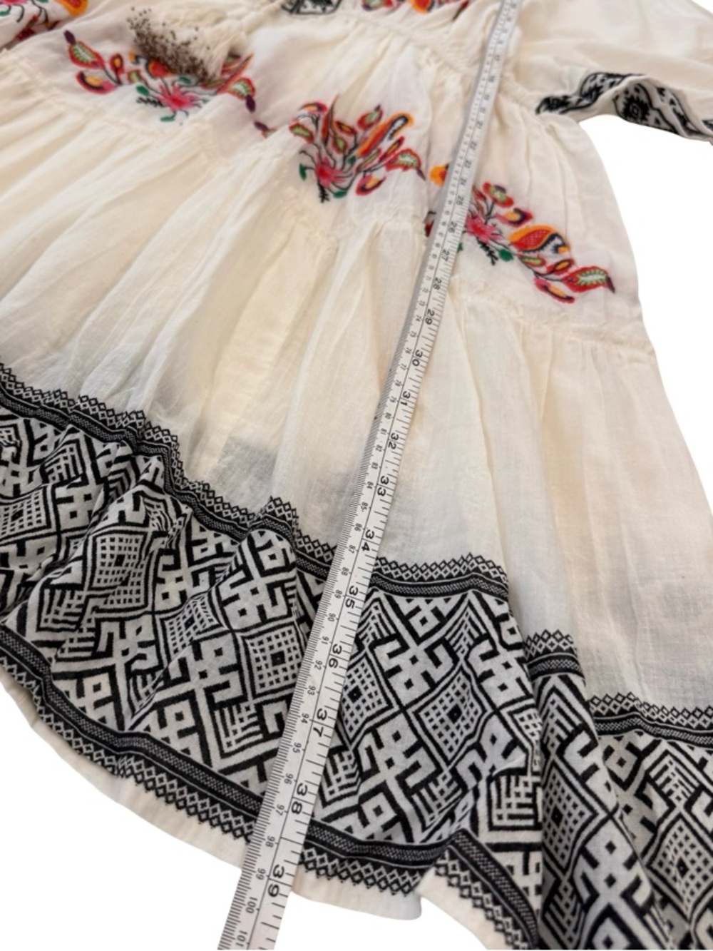 Sundance Cream Embroidered V-Neck Tassel Beach Dress Coverup - Picture 8 of 14